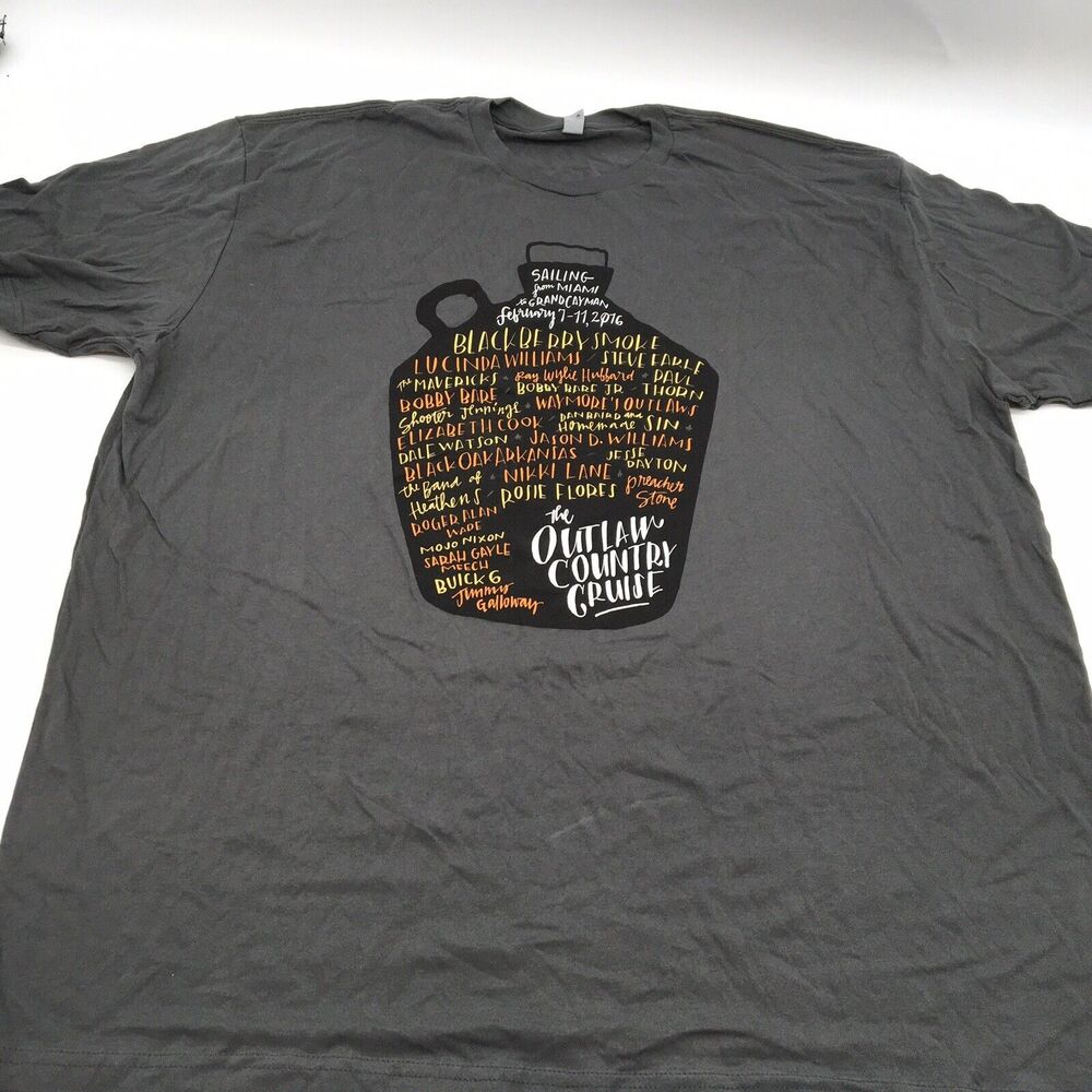 The Outlaw Country Cruise 2016 T Shirt NOS Gray BlackBerry Smoke 3XL NEW NOS